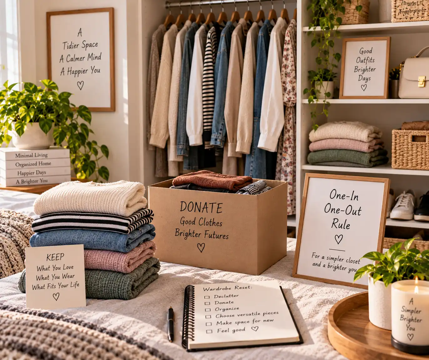 Simple decluttering idea for keeping a wardrobe organized