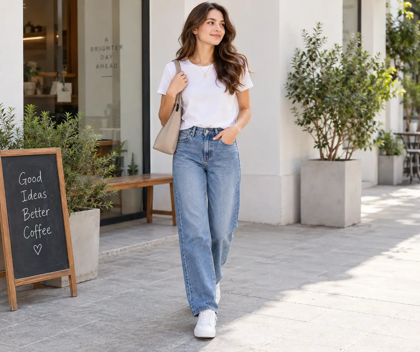 Classic jeans and white T-shirt casual outfit