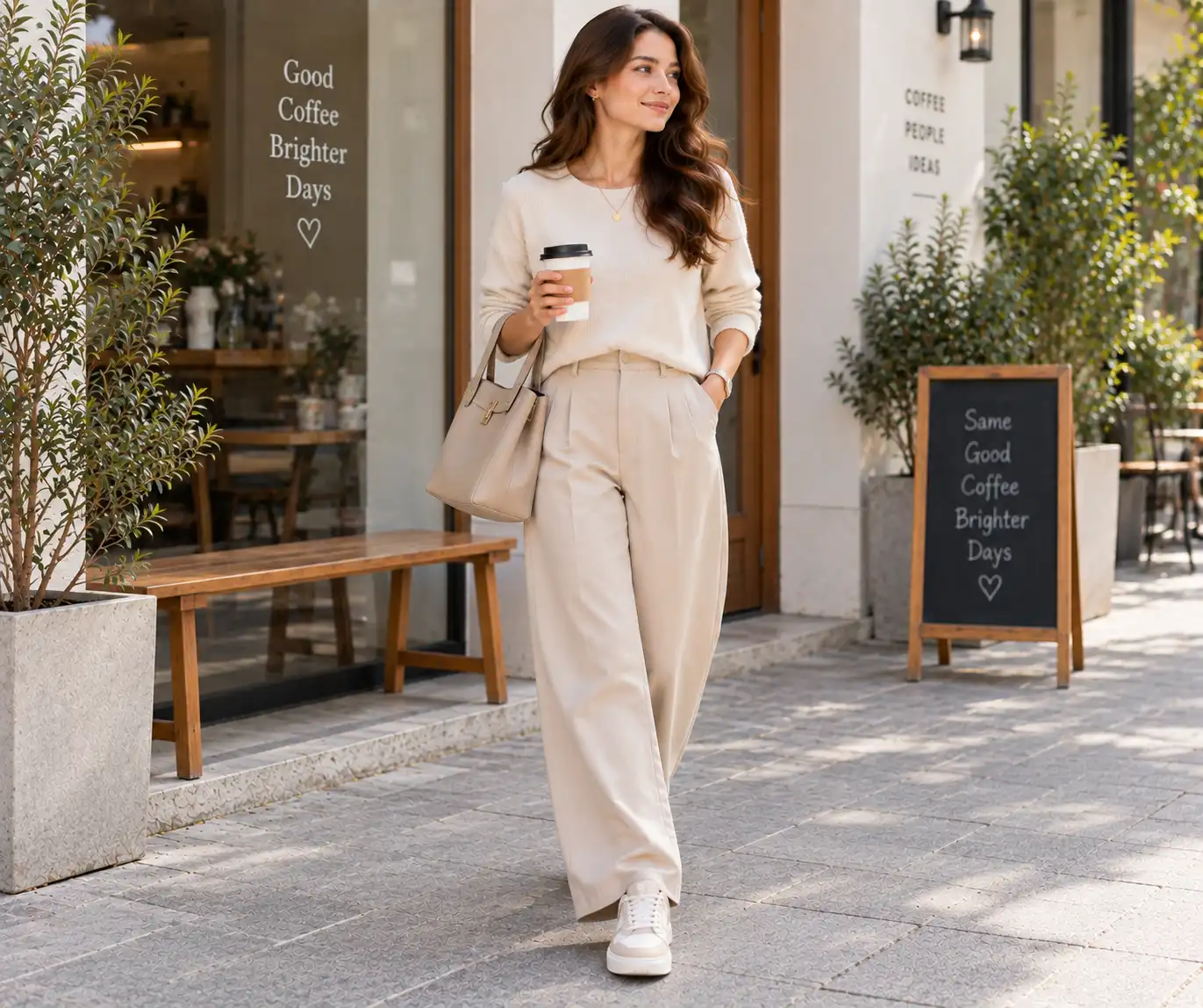 Neutral monochrome outfit for everyday wear