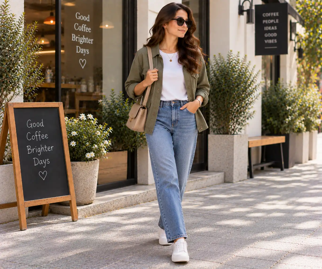 Casual layered outfit with a lightweight jacket