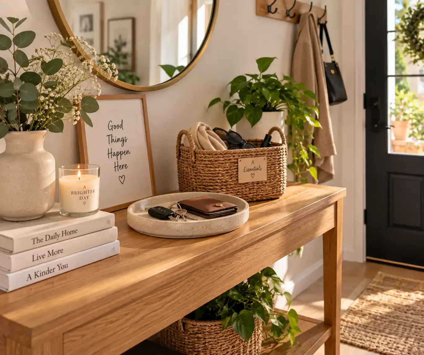 Organized entryway with a place for everyday essentials