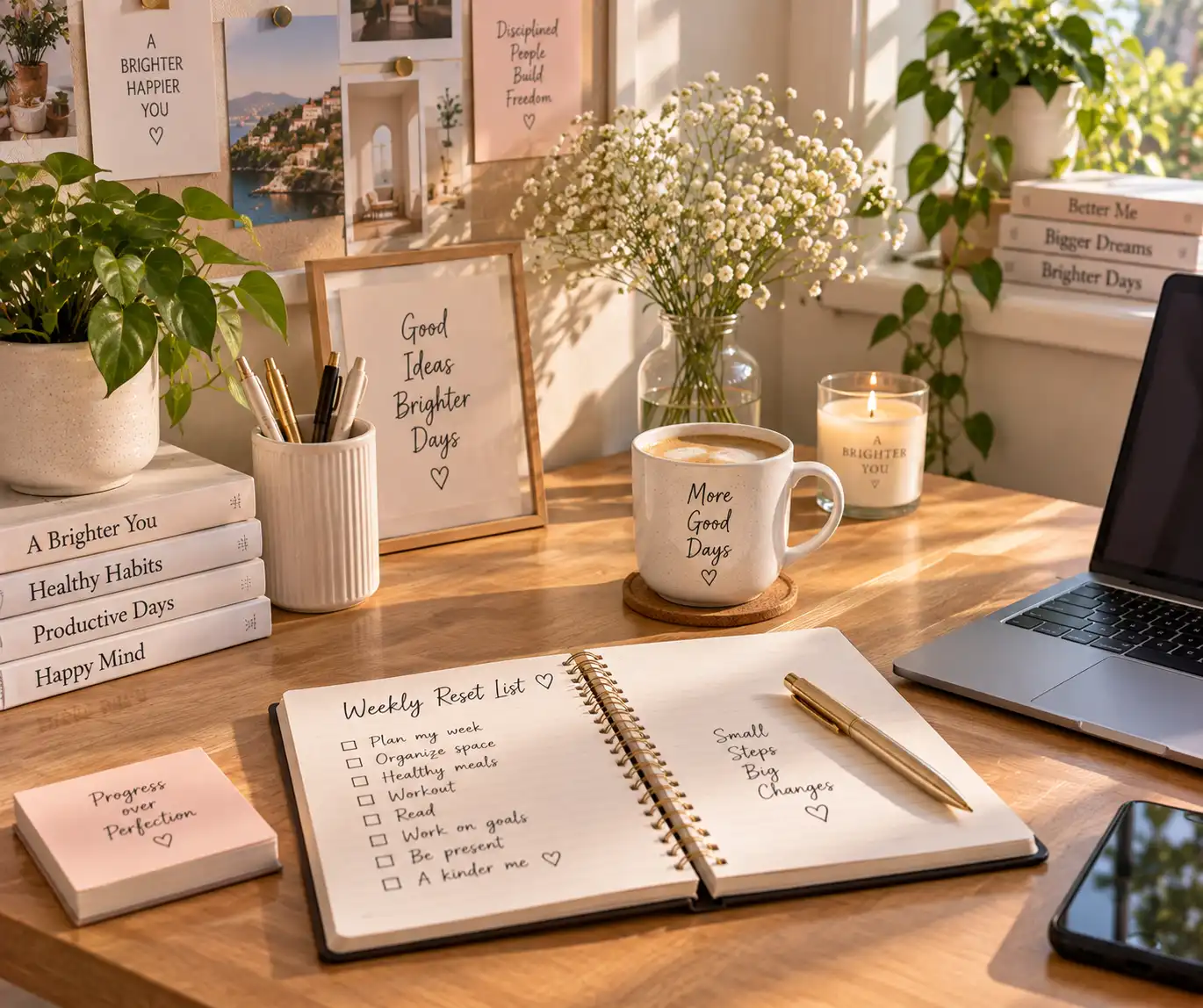 Simple weekly checklist on a tidy desk