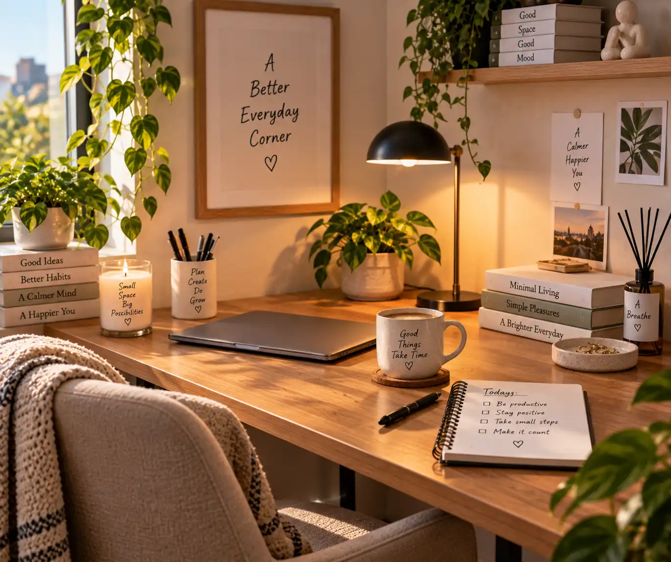 Small organized corner with simple lifestyle decor