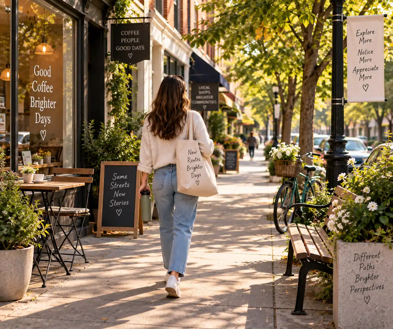 Exploring a new neighborhood route during the day