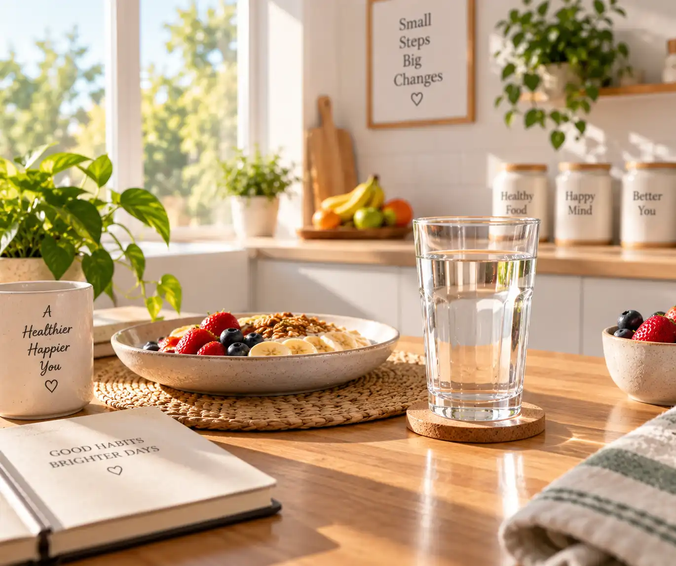 Glass of water as part of a simple morning routine