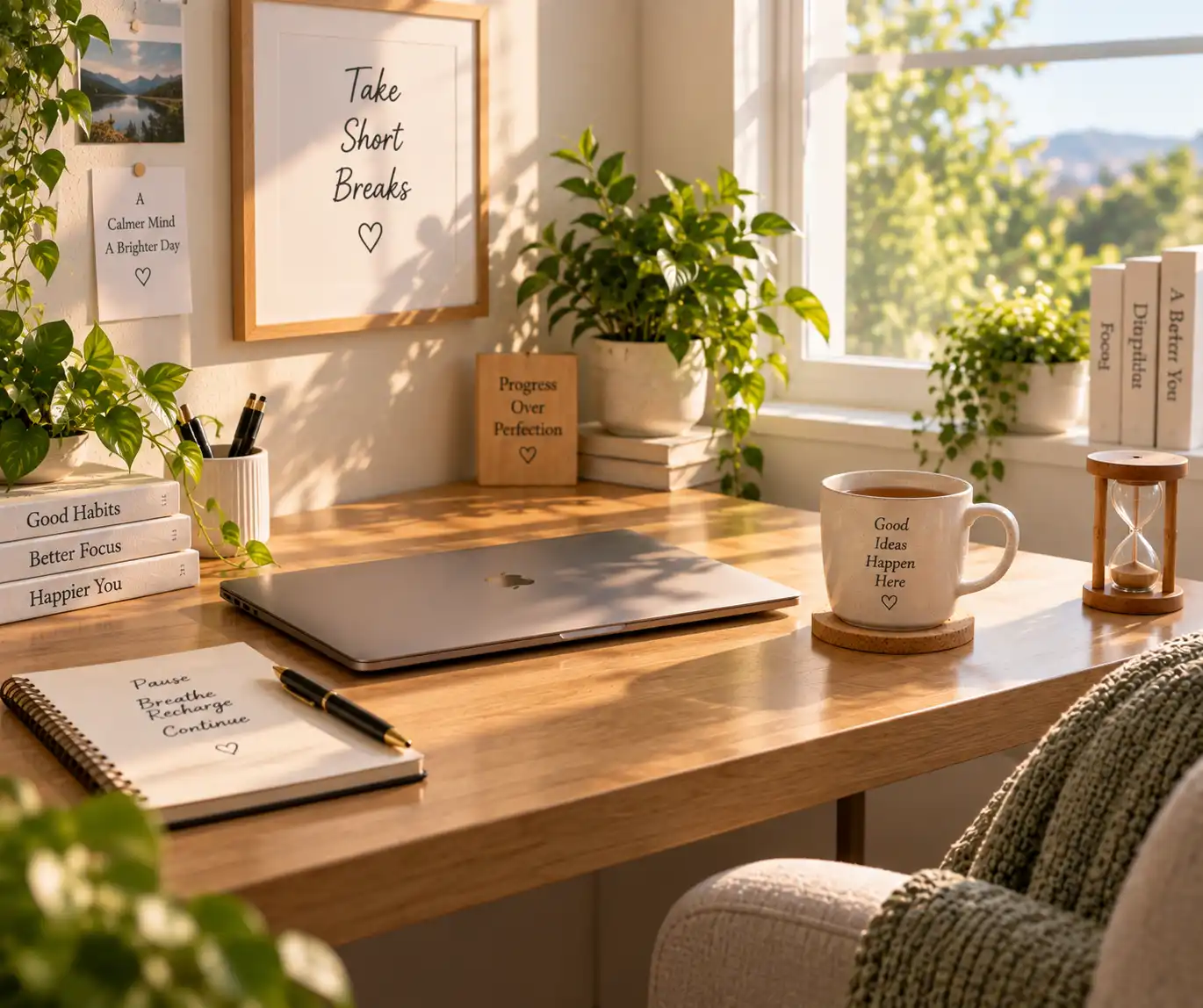 Simple workspace during a short daily break