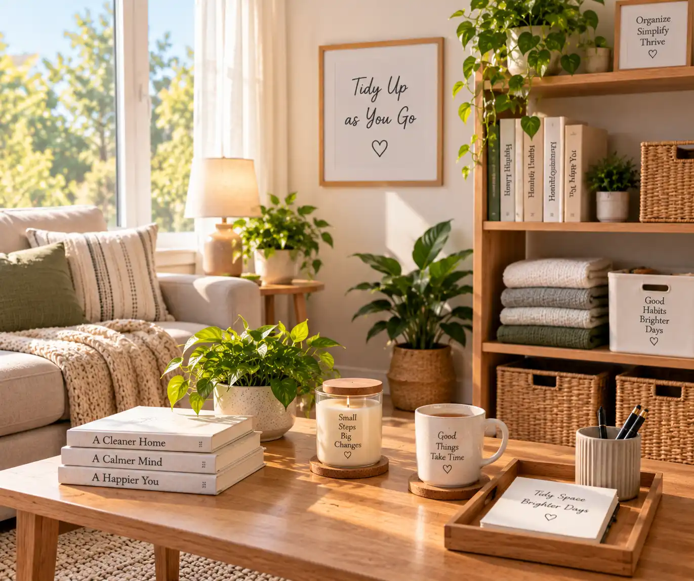 Tidy home space with organized everyday items