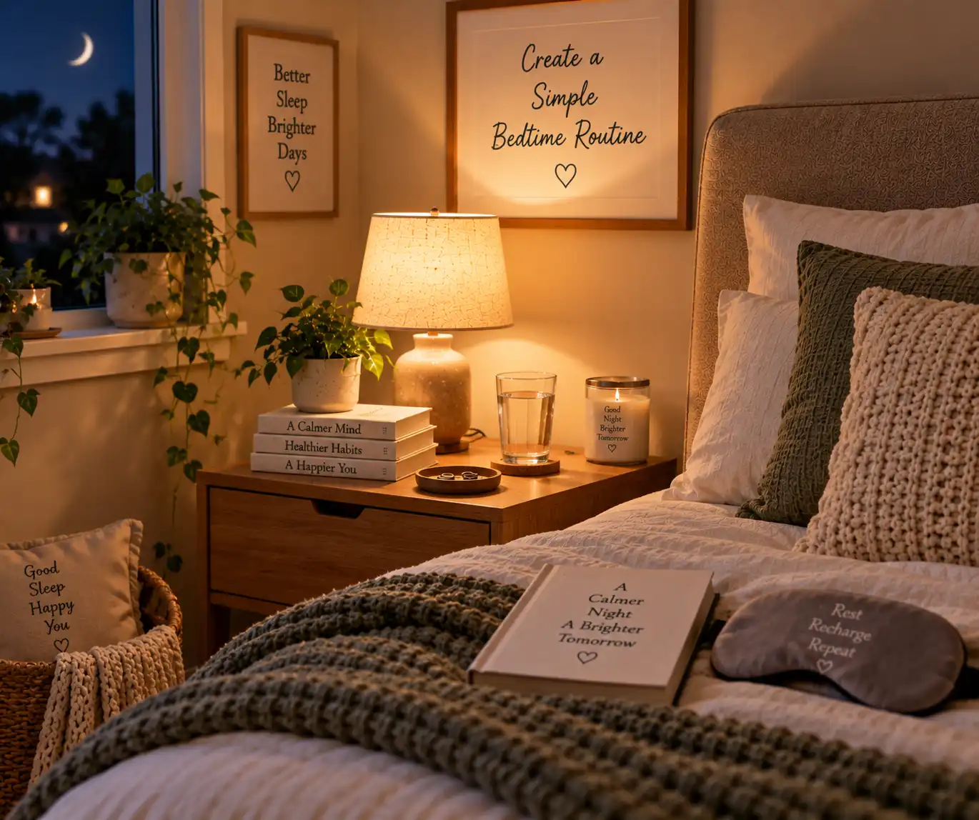 Calm bedroom setup for a simple bedtime routine