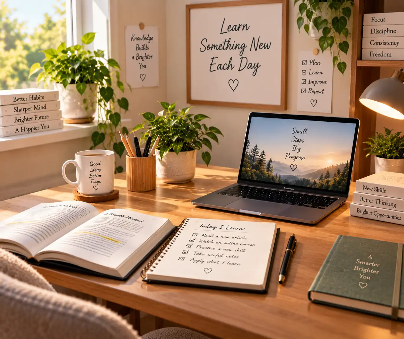 Simple home study setup for daily learning