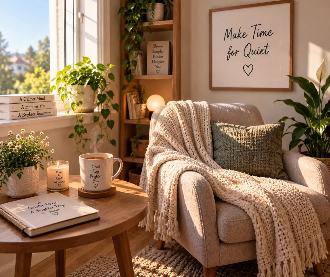 Quiet relaxing corner for a peaceful daily routine