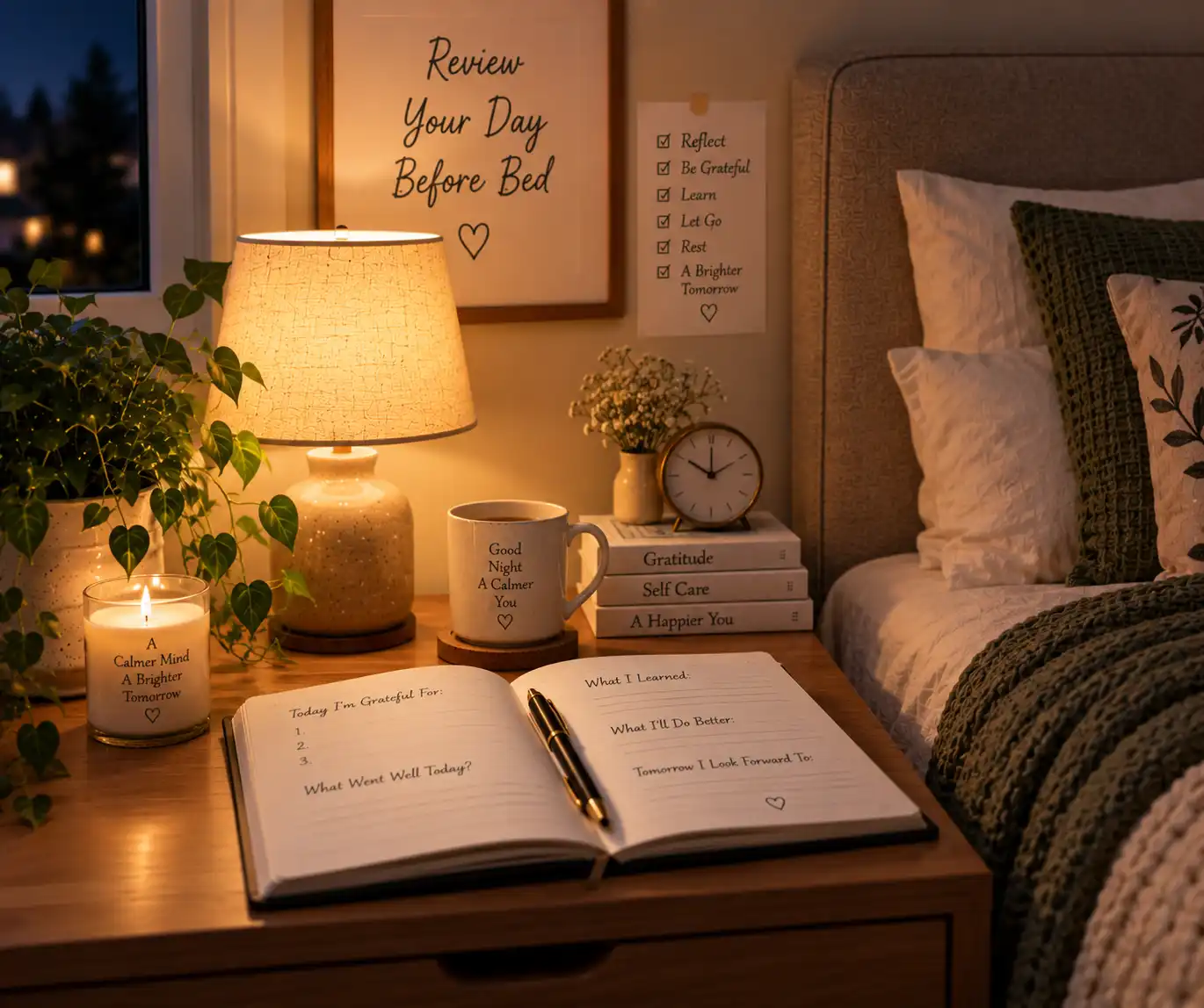 Evening journal for reflecting on the day