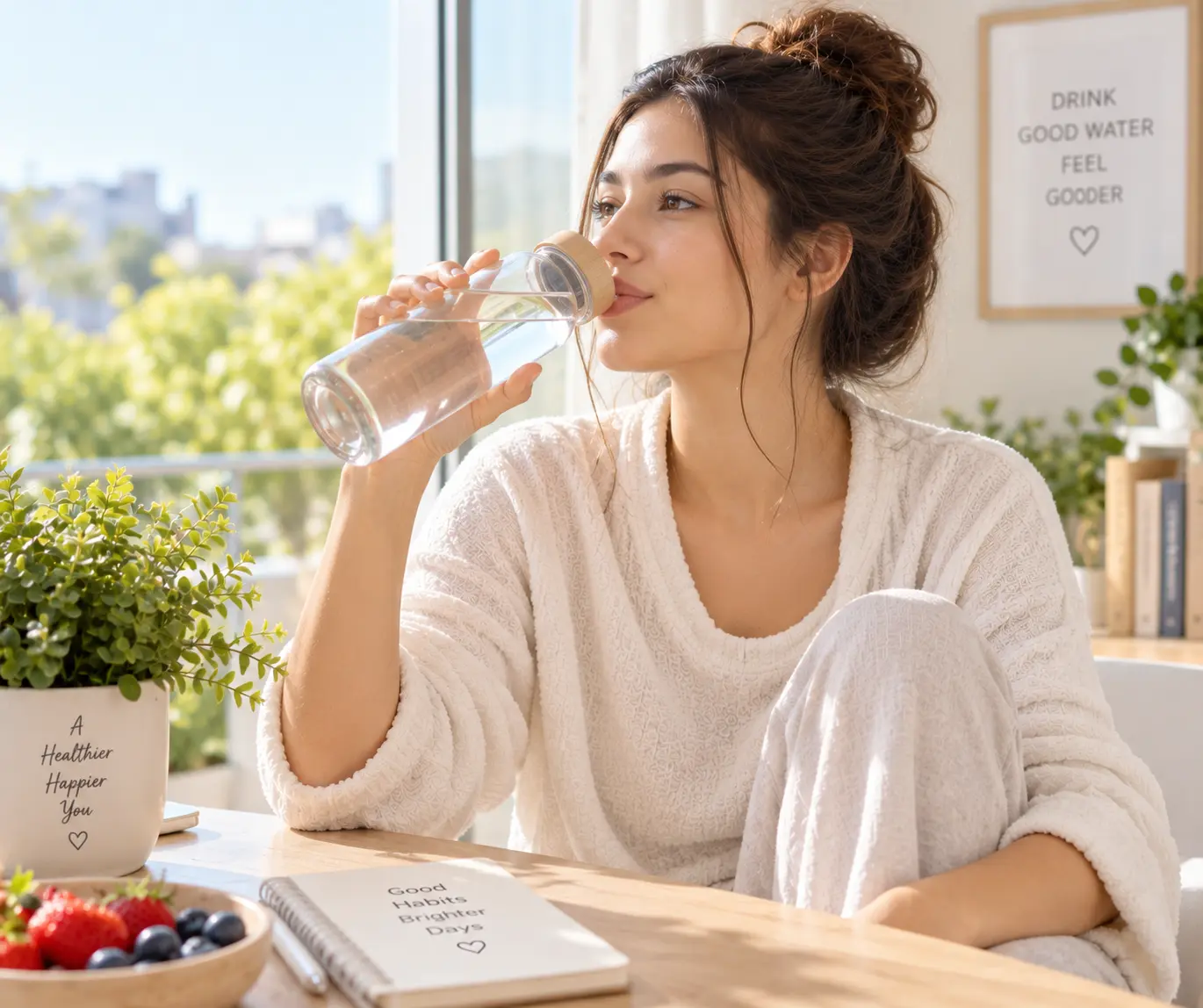 Drinking water as part of a healthy daily lifestyle