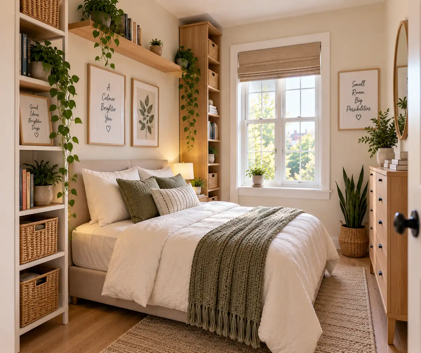 Vertical storage ideas for a small bedroom